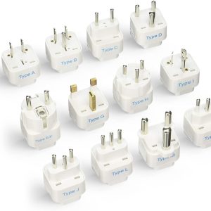 Ceptics Travel Adapter with Types A-M Plugs, Travel Plug Adapter Set Compatible with Power Sockets in All Continents, Compact World International Plug Adaptor Kit, Set of 12,GP-12PK